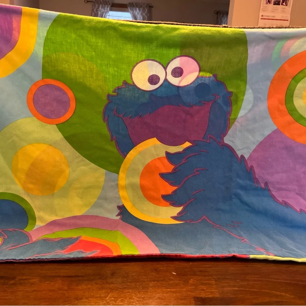 Franco Sesame Street Pillowcase Elmo/Cookie Monster Vintage Colorful Apx 29